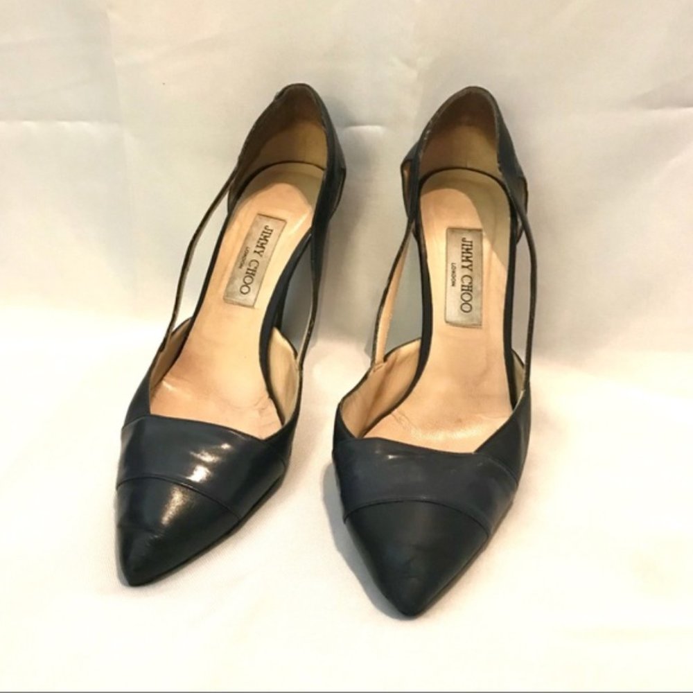 Jimmy Choo London Navy Leather Heels